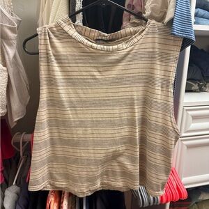 Striped Tan Sleeveless Top
